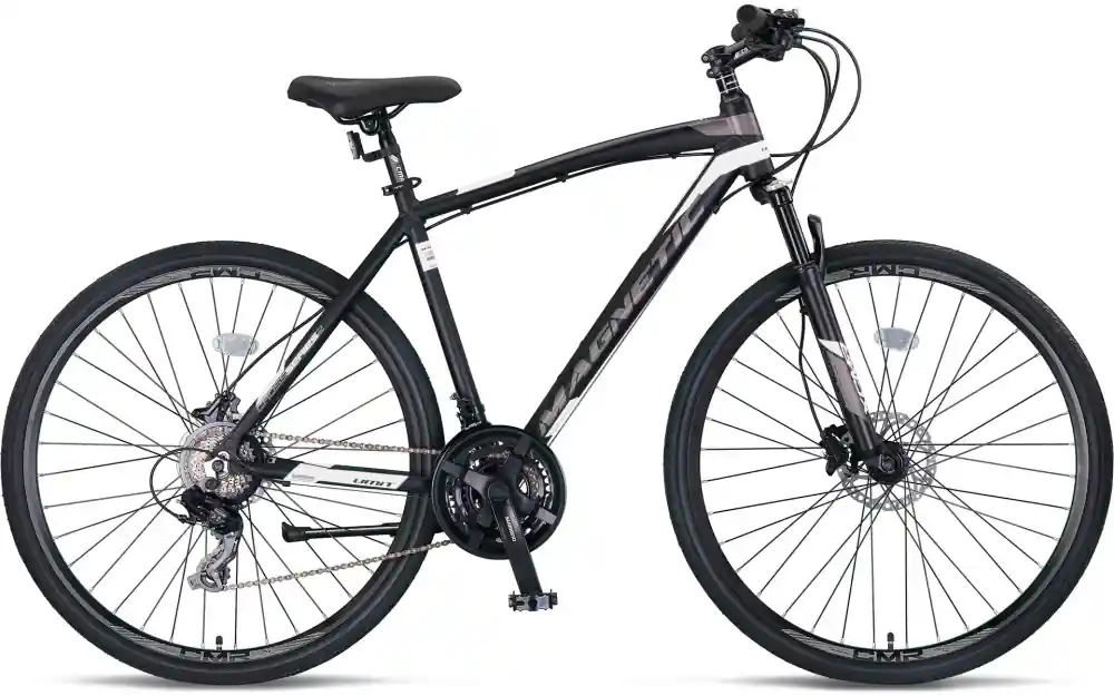 Retur gratuit Bicicleta Trekking Umit Magnetic M-510-21-SHIM,  negru/alb, roata 28", cadru aluminiu,frana Hidraulica, 2026