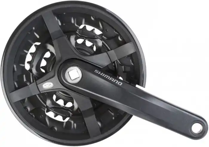 Angrenaj pedalier Shimano FC-M351, 9 vit, ax patrat, brate 170mm, cu CG, 44/32/22T, neambalat Ofertă limitată
