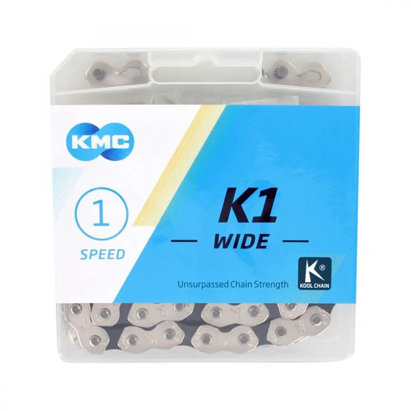 Reduceri Lant KMC K1 Wide Single-Speed Argintiu/Negru 100 Zale