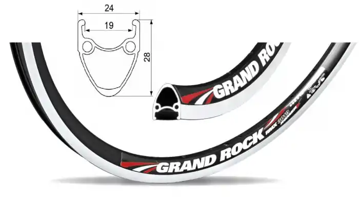Janta Remerx Grand Rock 559x19, dubla, 36h, neagra Cel mai vândut