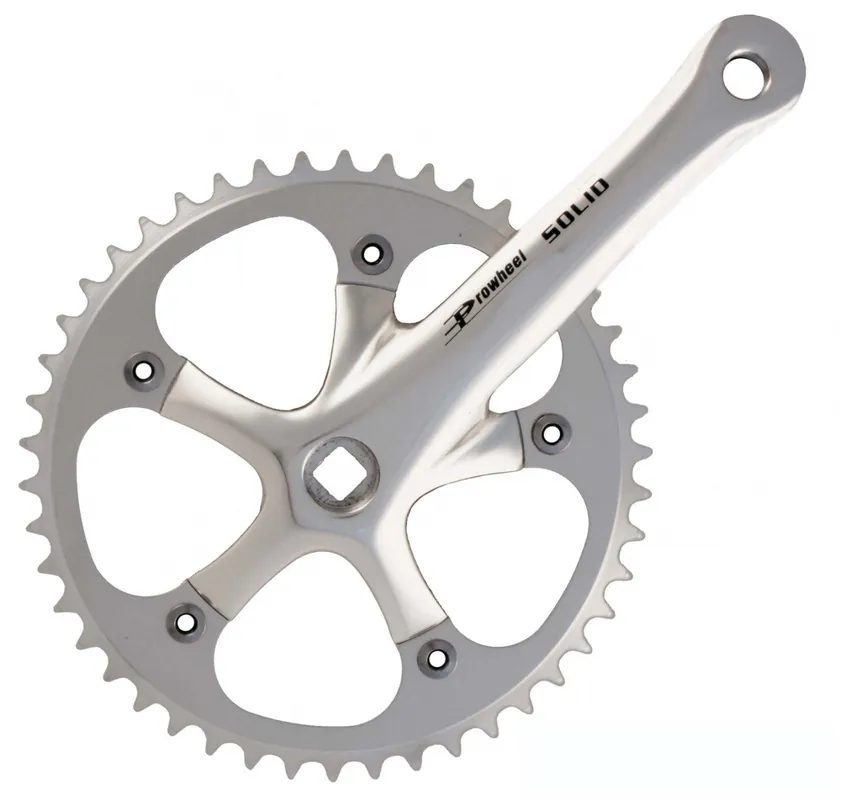 Pedalier Prowheel, 46T 3/32, brat 165mm, aluminiu, culoare argintiu, ax patrat Lichidare de stoc