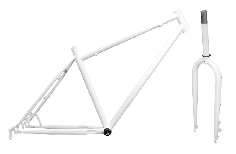 Kit Cadru+Furca Fat Bike Otel Alb Mat Super ofertă