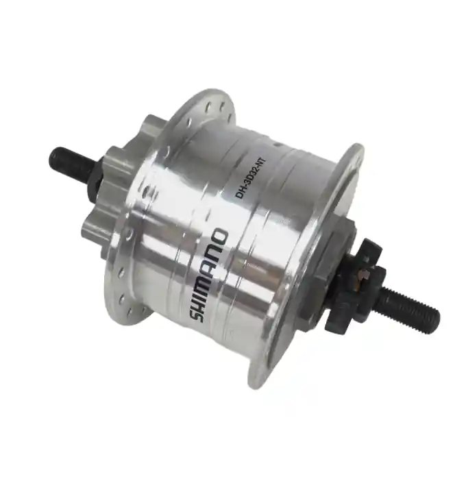 Butuc fata cu dinam Shimano DH-3D32-NT, 6V 3.0W, disc 6 suruburi, O.L.D. 100mm, fixare cu piulite, NT Type, protectie supravoltaj SM-DH10, Argintiu, 36H Noutate