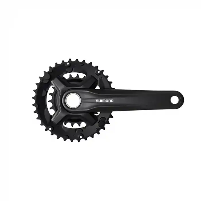 Promoție Angrenaj pedalier Shimano FC-MT210-B2, 2x9 viteze, Hollowtech II, fara aparatoare lant, brate 170mm, fara BB, Negru, 36x22T
