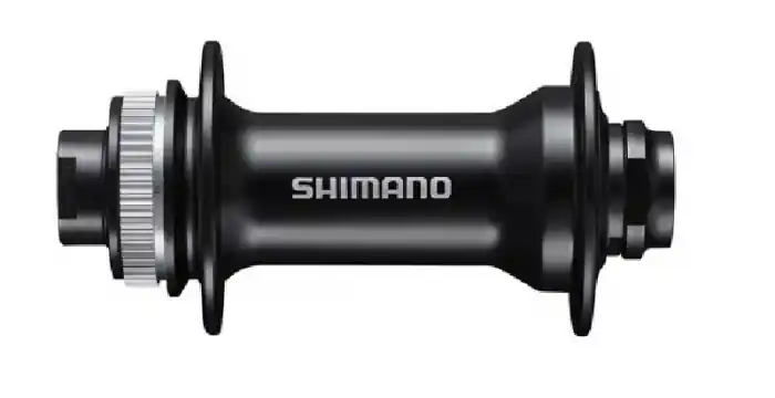 Plată sigură Butuc fata Shimano HB-MT400-B, Center Lock, Thru-axle de 15mm, fara ax, OLD 110mm, fara lock-ring, Negru, 36H