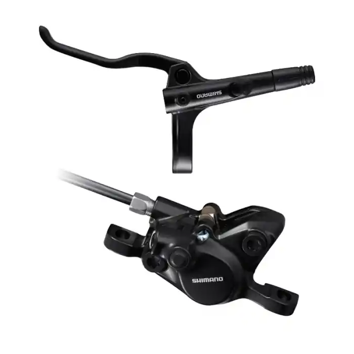 Livrare expres Frana hidraulica disc Shimano MT200, BL-MT200(L)+BR-MT200(R), fara adaptor etrier, placute Resin, Negru, stanga/spate