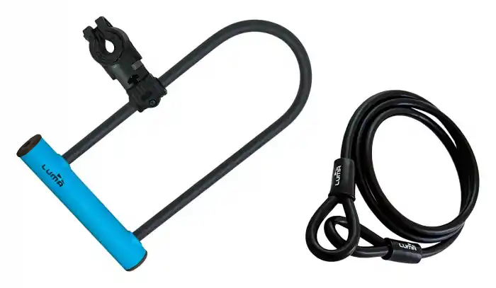 Antifurt U-lock cu cablu Luma Enduro Kit 35, cu suport, 320x186mm, negru/albastru Livrare expres