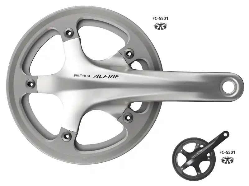 Ofertă exclusivă Angrenaj Pedalier Shimano Alfine FC-S501, 45T, Brat 170MM, CG Single, Inclus BB BSA, Argintiu