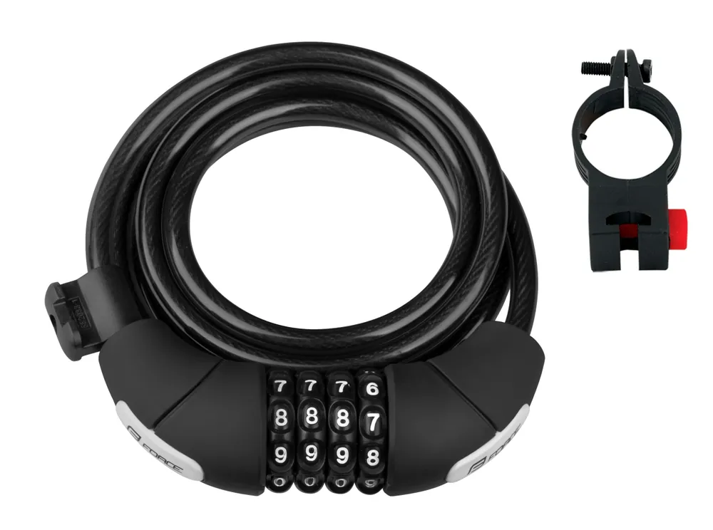 Cumpără acum Antifurt cu cifru Force Lux spirala 180cm/8mm cu suport negru