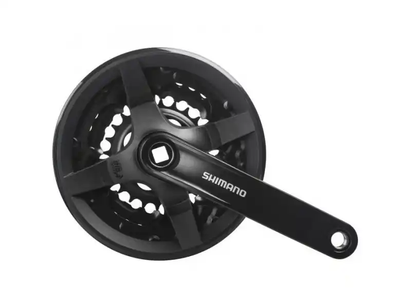 Angrenaj pedalier Shimano Tourney FC-TY301, 42X34X24T, brat 150mm, pentru 6/7/8 viteze, pe spate, cu CG, compatibil chaincase, suruburi, culoare negru Vezi acum