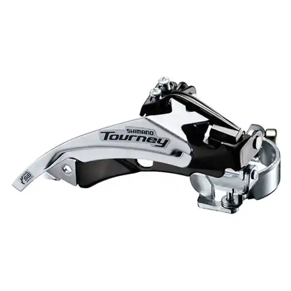Preț redus Schimbator fata Shimano Tourney Fd-Ty500-Ts3 triplu pentru 6/7 viteze pe spate Top Swing tragere dubla colier 34.9Mm (Incl. Adaptor 31.8Mm & 28.6Mm), Unghi Cs 63-66 pentru 42T, Chainline 47.5/50mm