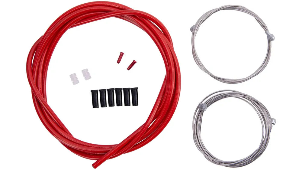 Set cablu + camasa frana CONTEC Neostop fata/spate - Red Chilipir