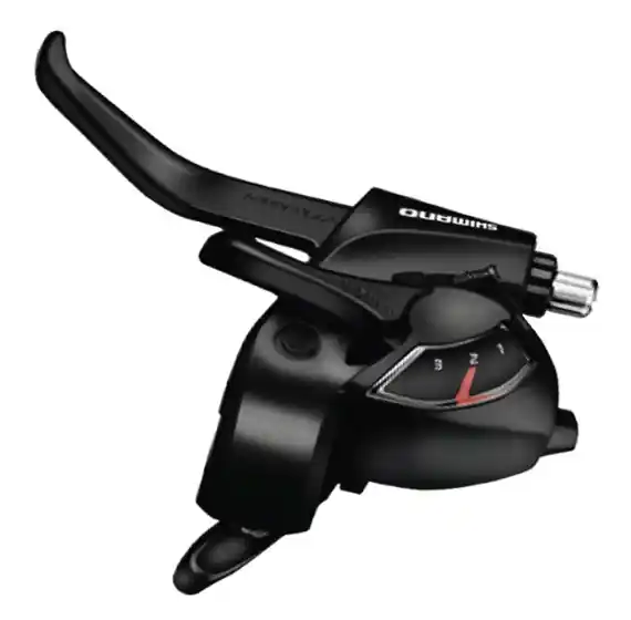 Preferatul clienților Maneta schimbator/frana Shimano ST-EF41-L, montaj stanga, 3 viteze, cablu de schimbator 1800mm, 2 degete, pentru V-Brake, culoare negru