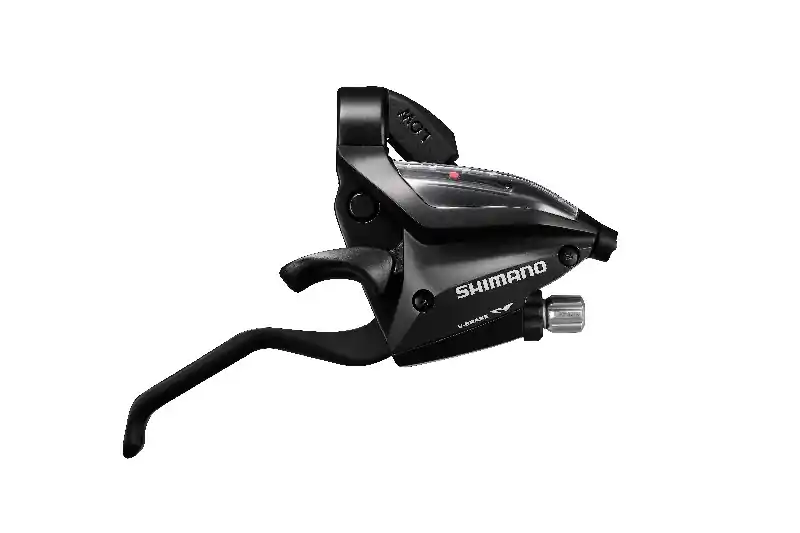Ultima șansă Maneta schimbator/frana Shimano ST-EF500-8R, montaj dreapta, 8 viteze, cablu 2050mm, 2 degete, pentru V-Brake, culoare negru