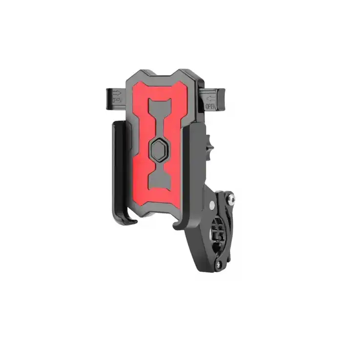 Ofertă de sezon Suport telefon Fivestars BikeDock PHH-100, prindere pe ghidon 22-31.8mm, latime telefon 7-10cm, aluminiu, negru/rosu
