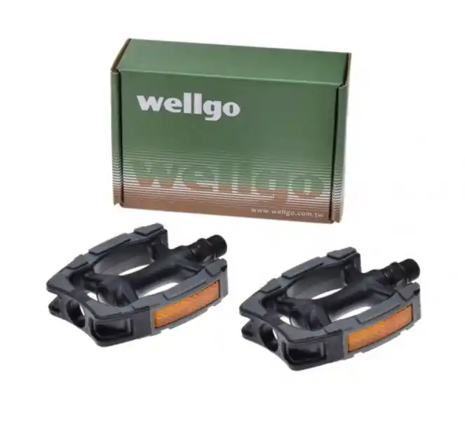 Livrare expres Set 2 pedale Wellgo din plastic pentru bicicleta, filet 9/16, culoare negru