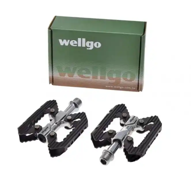 Set 2 pedale Wellgo din aluminiu forjat, filet 9/16, culoare negru Cumpără online