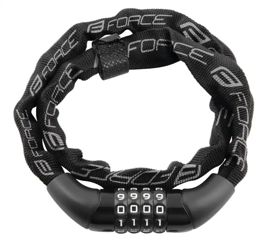 Lacat Force Chain cu cifru 120cm/4mm negru Reducere extra