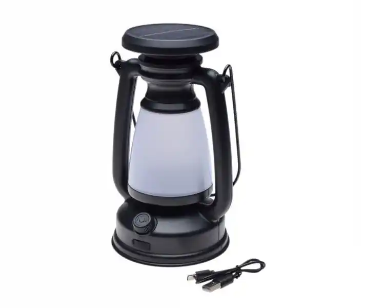 Ieftin Lampa camping Retro cu panou solar integrat, culoare negru
