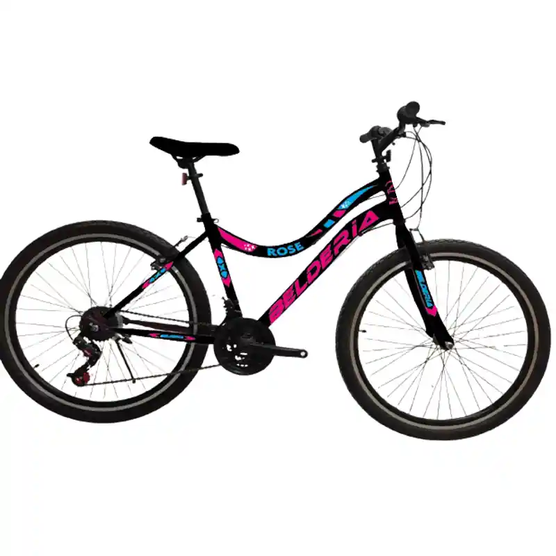 Ofertă limitată Bicicleta MTB Belderia Rose, culoare negru/roz, roata 24", cadru din otel