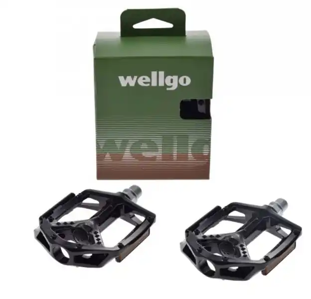 Set 2 pedale Wellgo din aluminiu pentru bicicleta, filet 9/16, culoare negru Reducere