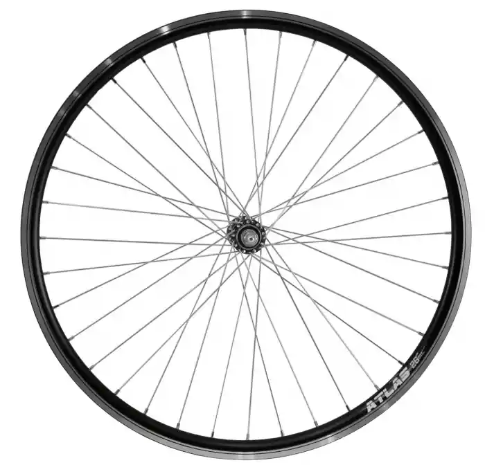 Cel mai bun preț Roata Bicicleta Fata Atlas 26", 559X18, Alu Profil Dublu Culoare Negru, Cnc, Spite Otel Nichelate, Butuc Simplu Argintiu, 3/8, 36H