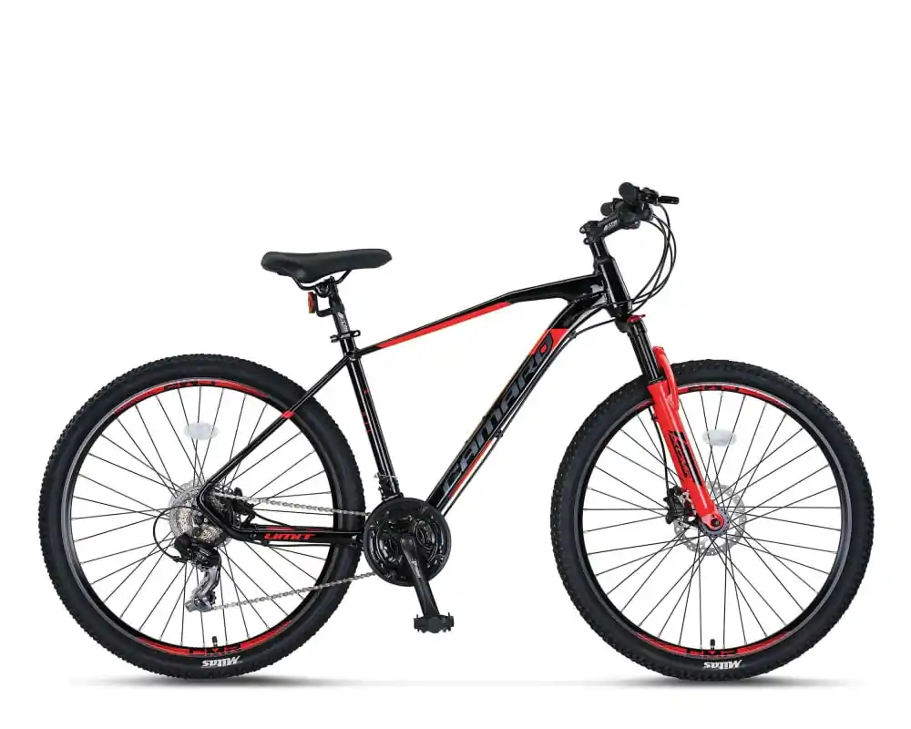 Bicicleta MTB Umit Camaro Hidraulic, roata 27.5", cadru 16" din aluminiu, culoare negru/rosu Plată securizată