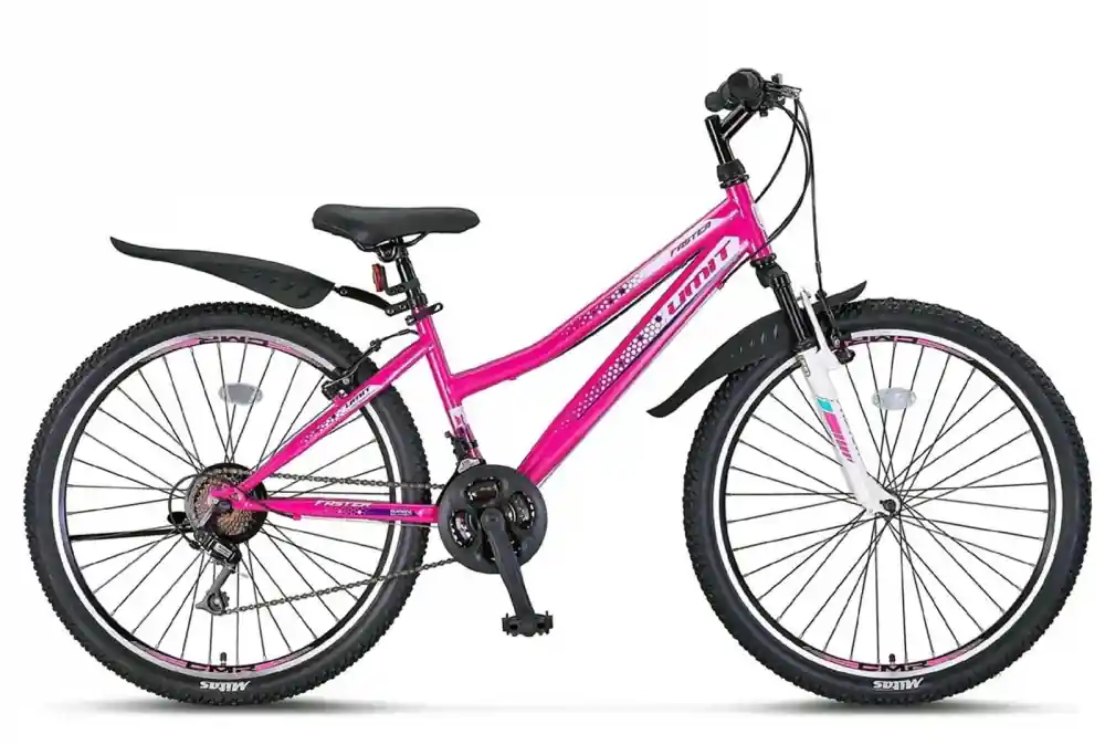 Bicicleta MTB Umit Faster Lady V, 21 viteze, culoare roz/alb, roata 26", cadru din otel Ofertă specială