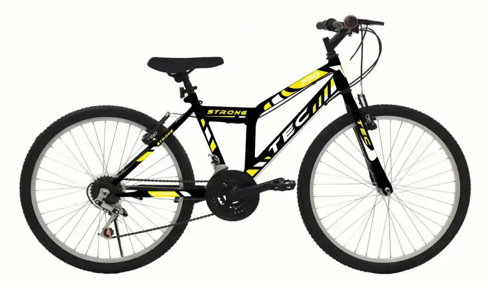 Bicicleta MTB Tec Strong, culoare negru/galben, roata 26", cadru din otel Disponibil imediat