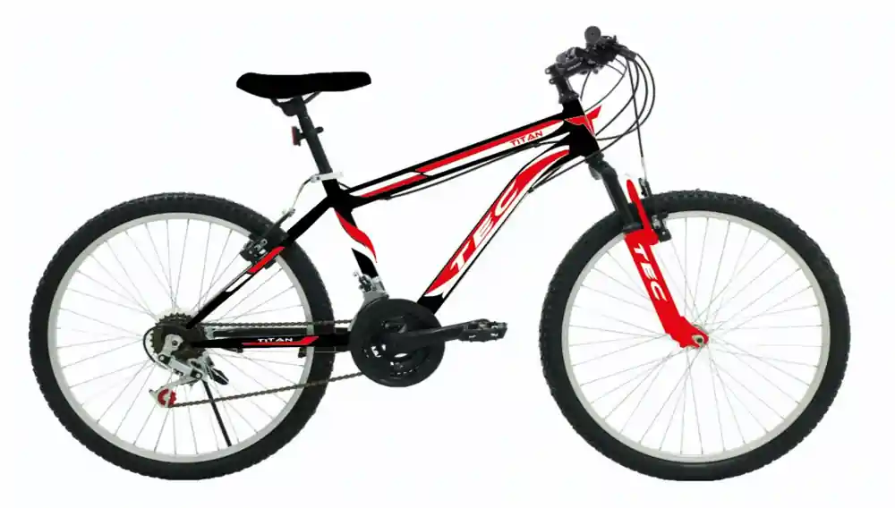 Bicicleta copii Tec Titan suspensie fata, roata 24", culoare negru/rosu Plată sigură