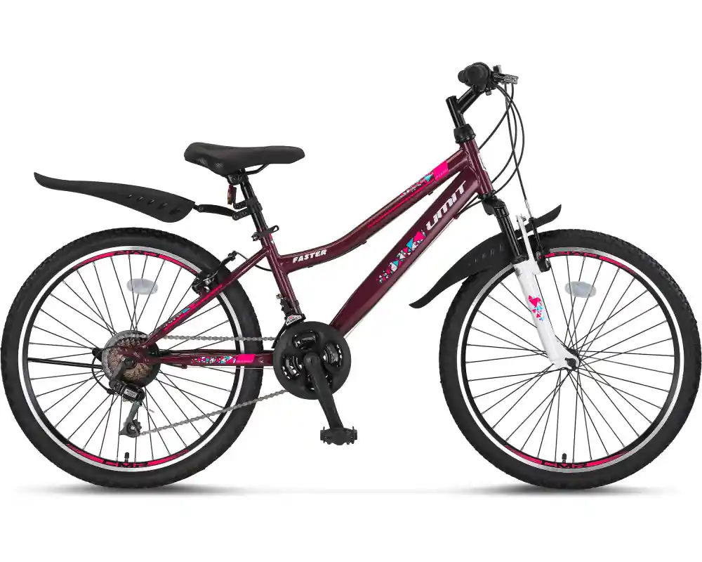 Bicicleta copii Umit Faster Lady, frana V-Brake, 21 viteze, culoare violet/alb, roata 24", cadru otel Plată securizată