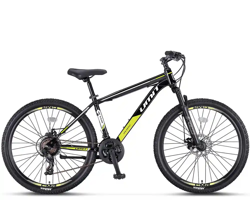Bicicleta MTB Umit Arcus M-MSD, culoare negru/verde, roata 26", cadru otel, frana disc, 21 viteze Cumpărături sigure