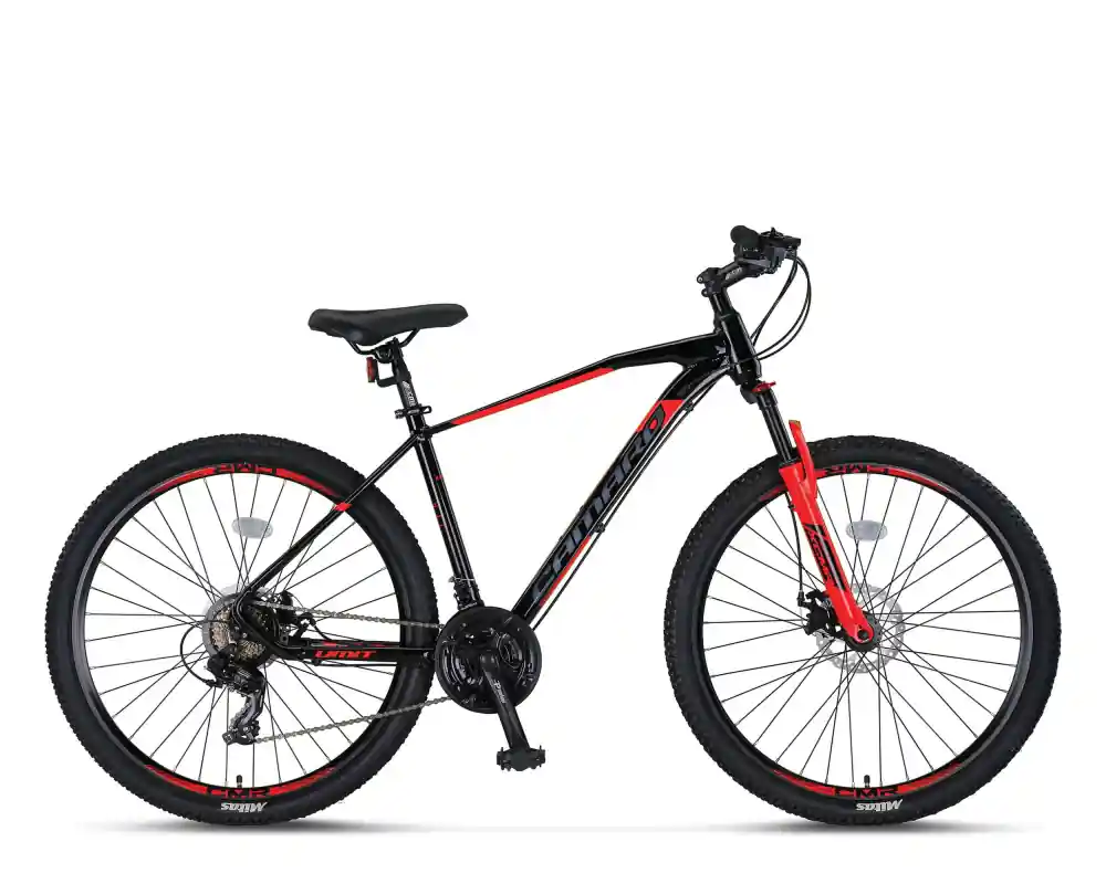 Promoție Bicicleta MTB Umit Camaro, culoare negru/rosu, roata 29", cadru 20" din aluminiu, frana disc, 21 viteze