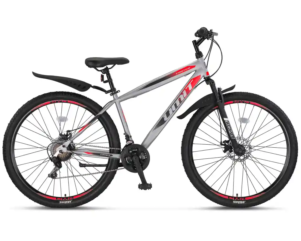Bicicleta MTB Umit Faster, culoare gri/rosu, roata 29", frana disc, 21 viteze Premium