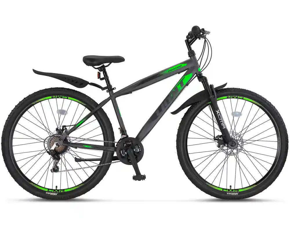 Bicicleta MTB Umit Faster, culoare gri/verde, roata 29", frana disc, 21 viteze Doar azi