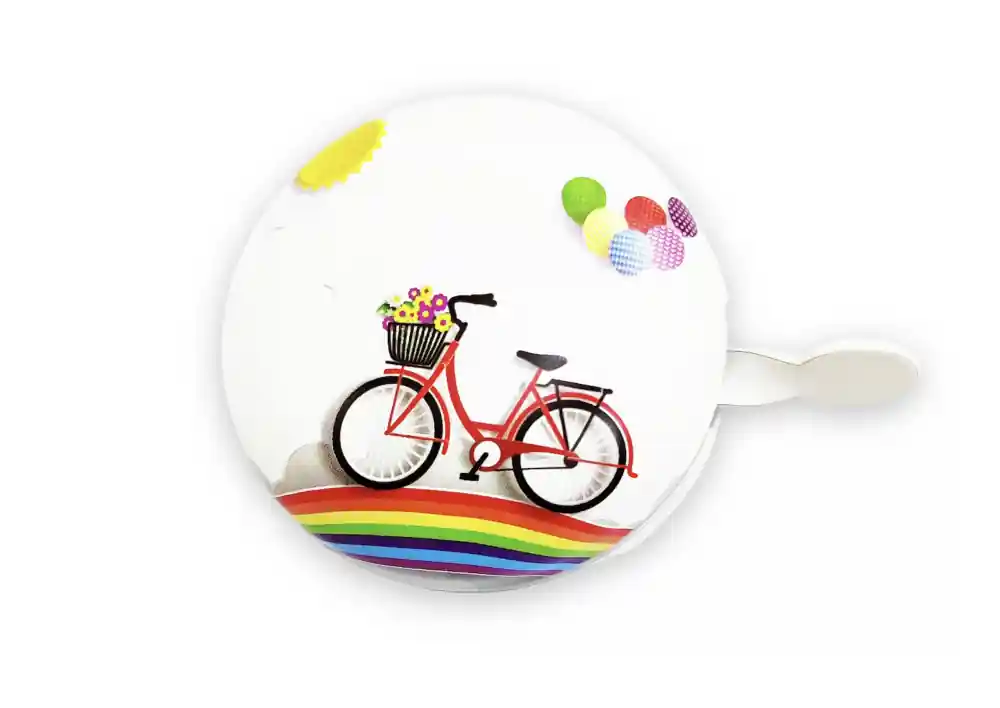Sonerie biciclete Jet 65mm, model clasic, culoare alb, model cu bicicleta Reducere extra