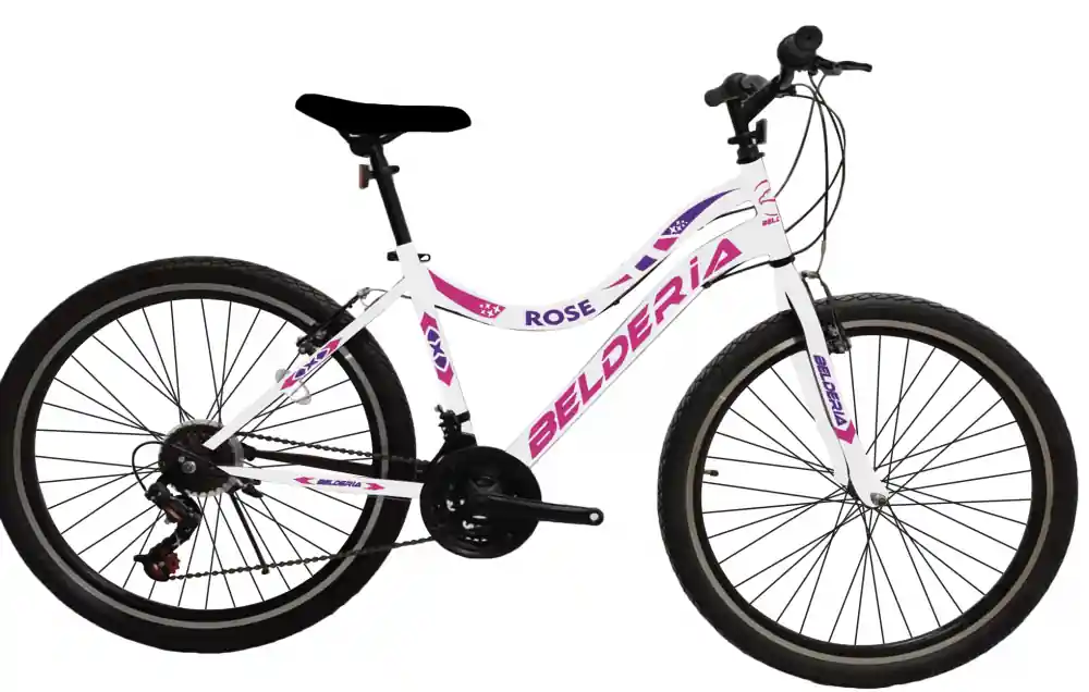 Bicicleta MTB Belderia Rose, culoare alb/roz, roata 26", cadru din otel Disponibil imediat