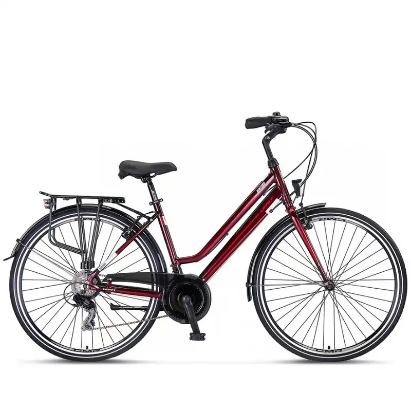 Bicicleta City Umit Ventura, L-460-AT, culoare visiniu/alb, roata 28", cadru 460mm aluminiu, frana V-Brake Retur gratuit