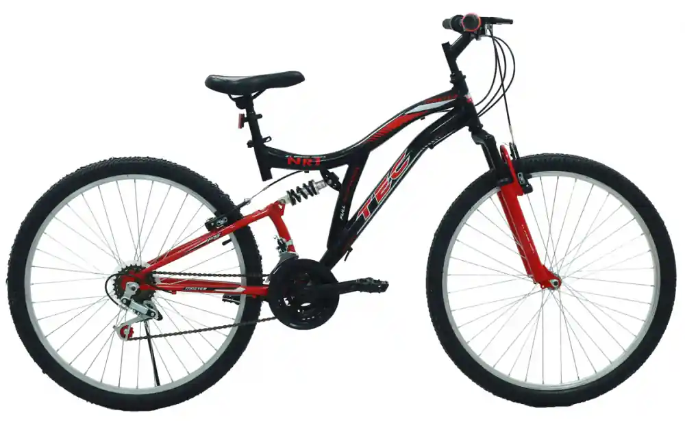 Preț promoțional Bicicleta copii Tec Master full suspensie, roata 26", culoare negru/rosu