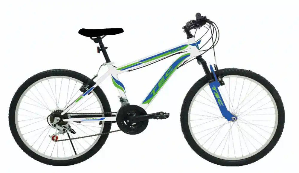 Bicicleta copii Tec Titan suspensie fata, roata 24", culoare alb/albastru Preferatul clienților
