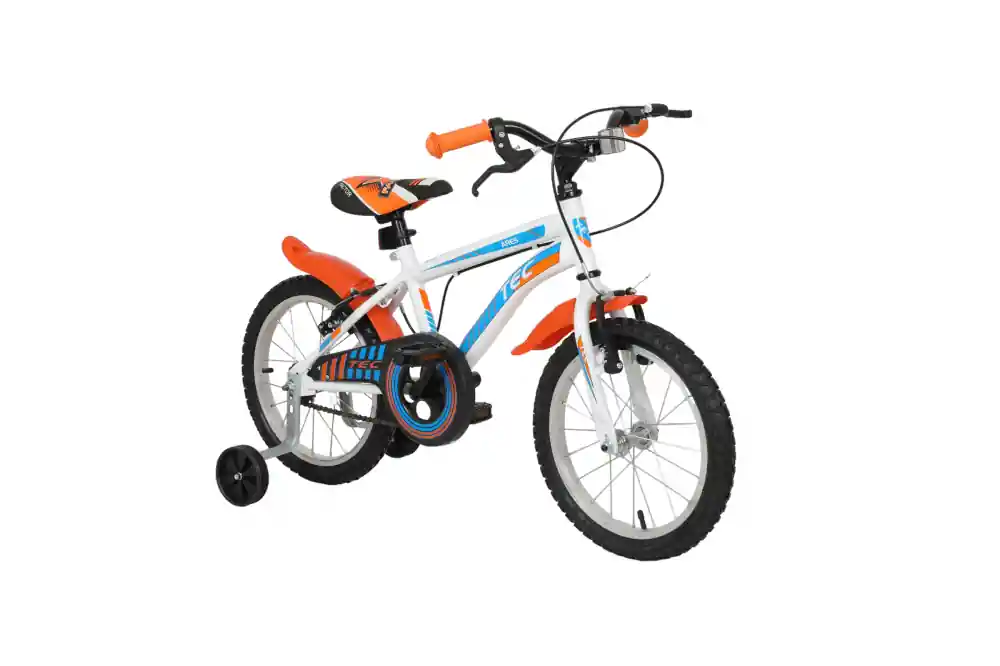 Retur ușor Bicicleta copii TEC Ares, culoare alb/portocaliu, roata 16", din otel