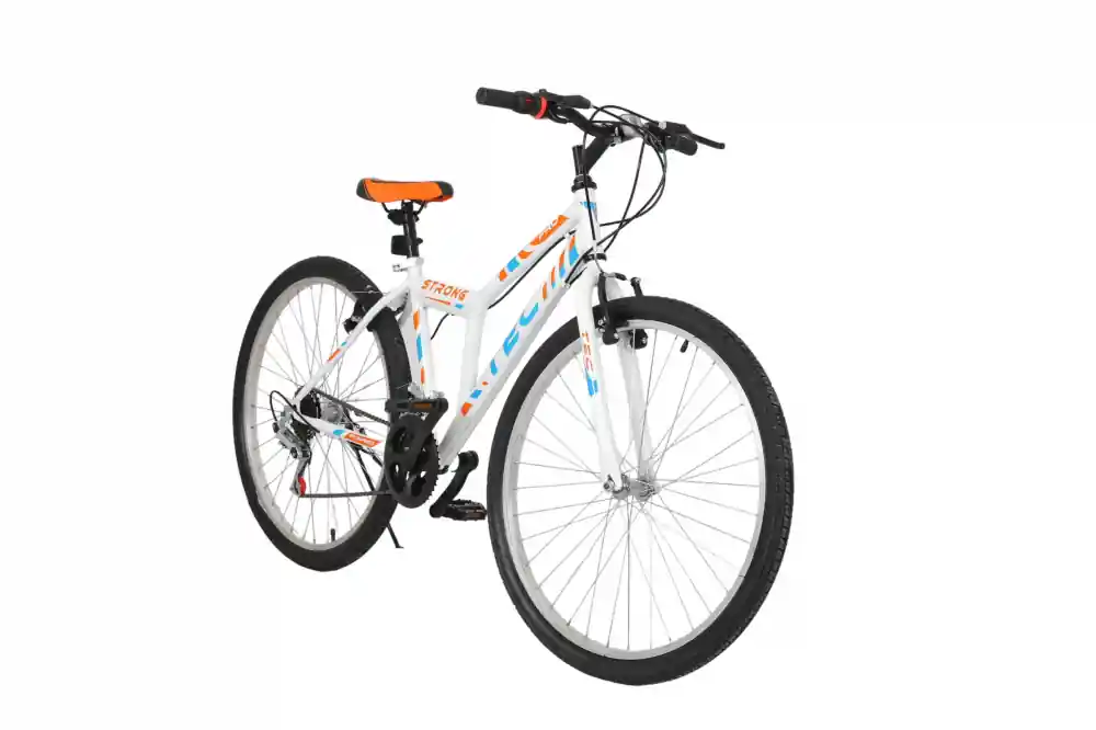 Bicicleta MTB Tec Strong, culoare alb/portocaliu/albastru, roata 26", cadru din otel Cumpărături sigure