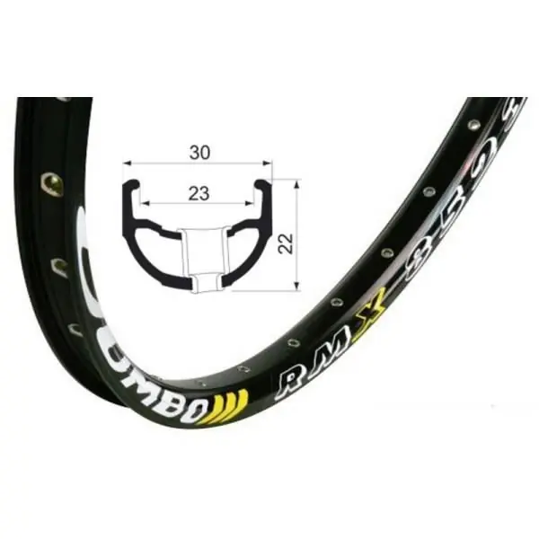 Janta Remerx Jumbo RX 2023/V-brake, 406x23, dubla, dublu capsata, 36H, pentru valva AV, neagra Livrare expres