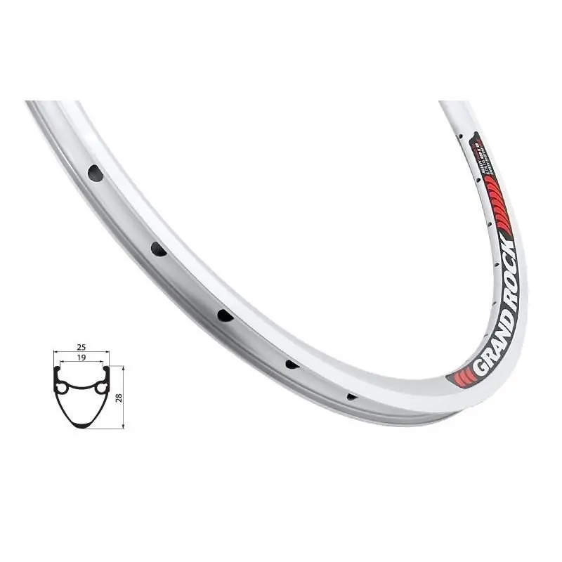 Janta Remerx Grand Rock RBX 3019/V-brake, 622x19, dubla, 36H, pentru valva AV, argintie Expediere rapidă