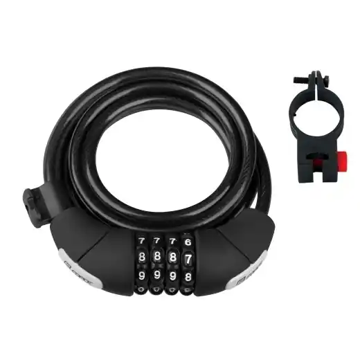 Antifurt bicicleta Force Lux spirala cod 180cm/8mm cu suport negru Livrare gratuită