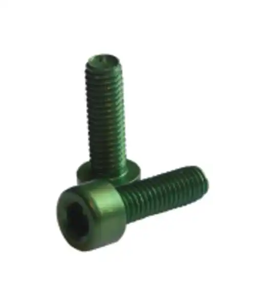 Comandă acum Suruburi de aluminiu pt bidonas cadru Fibrax FCM1003, pas M5 x 15mm lungime, ultra-usoare, anodizate Verzi, blister 2buc