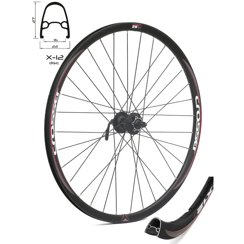 Calitate înaltă Roata CROSSER X12 32H 28 Fata QR Disc butuc SHIMANO BM475 Negru
