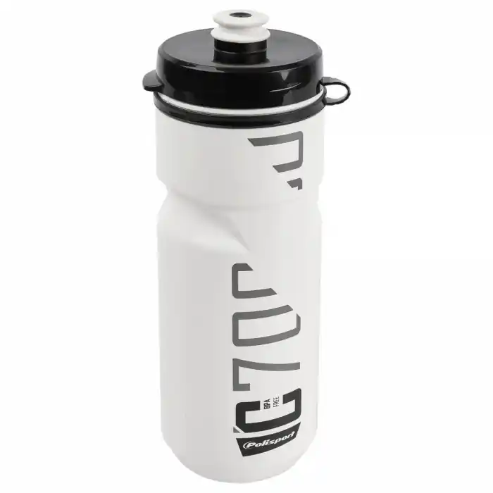 Bidonas Polisport Clip 700ml alb-negru, dop rosu Reducere specială