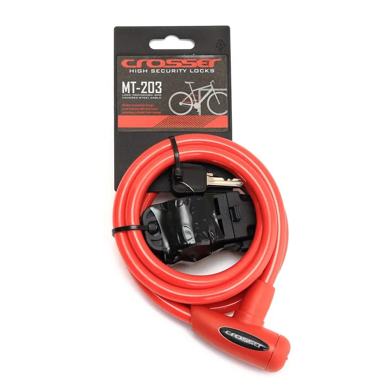 Transport gratuit Incuietoare cablu CROSSER MT 203 - Cheie - 10mm*1800mm Rosu