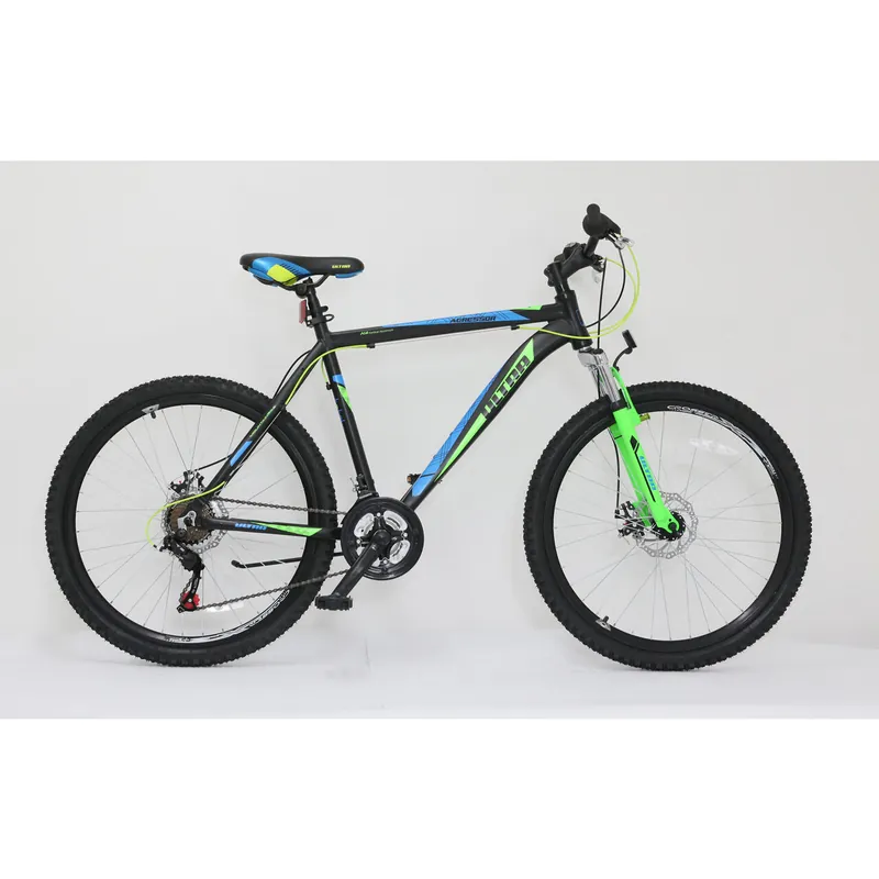 Bicicleta ULTRA Agressor 26" negru/verde neon/albastru 440mm 440MM Bestseller